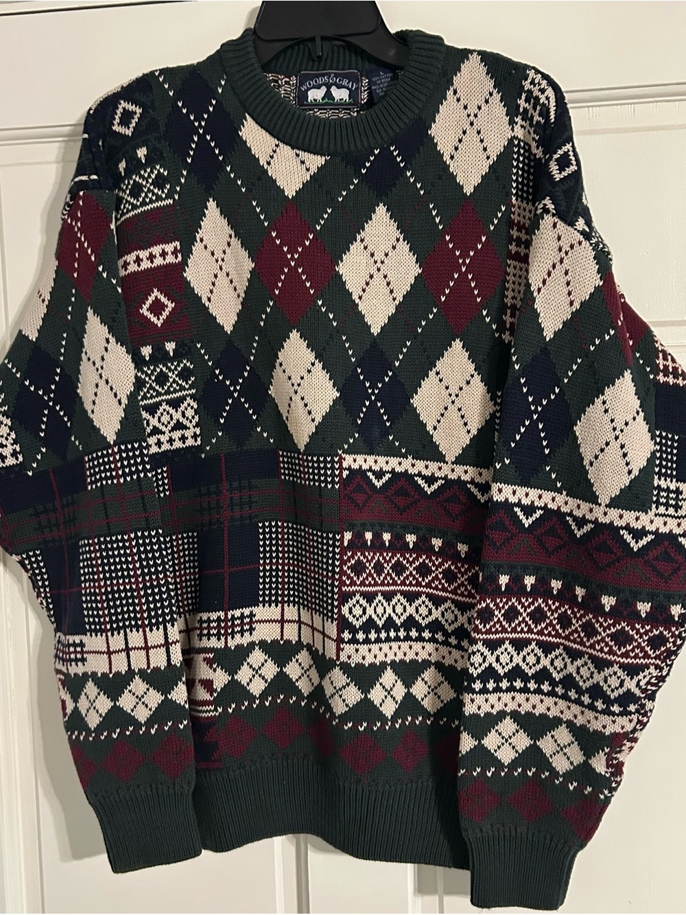 Vintage Woods & Gray Argyle
Patchwork Knit Sweater Large Grandpa Core Preppy